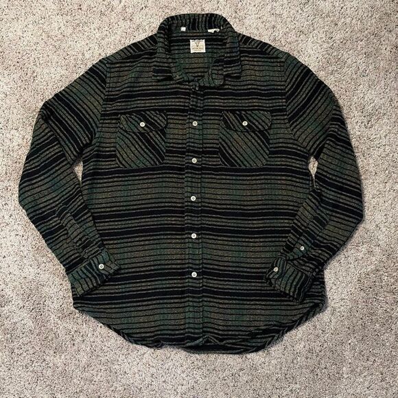 Levi's LVC Stripe Pattern Shirt Size Large Short Horn Western Wear Sanforized Vt - Picture 2 of 7